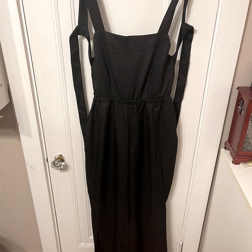 Black open back jumpsuit